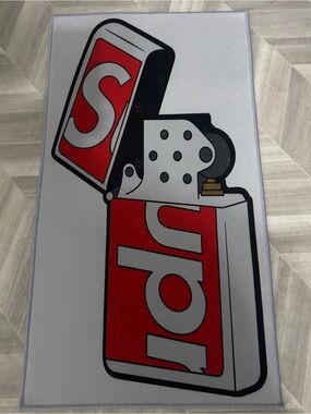 Supreme Red and White Lighter Graphic rug 30x17.5